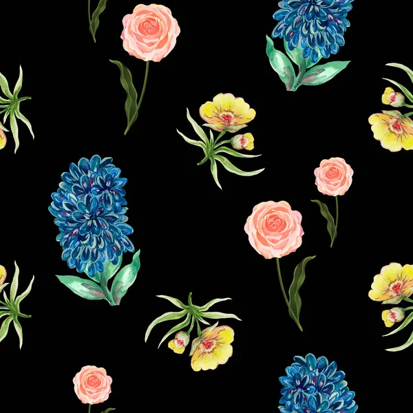 Красиві Квіти Квітучі Квіти Квітковий Бутон Безшовний Дизайн Візерунка Ізольовані — стокове фото