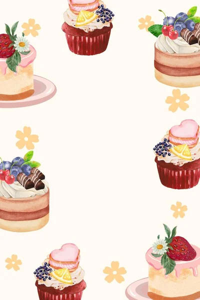 Cupcake Cake Cread Bakery Dessert Theme Love Valentine Day Butter — стоковое фото