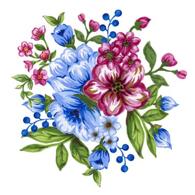 Çiçek desenli suluboya çiçek deseni yeşil yaprak dalların buket koleksiyonunu bırakır. Düğün kırtasiyesi, selamlar, duvar kağıtları, moda, geçmiş.