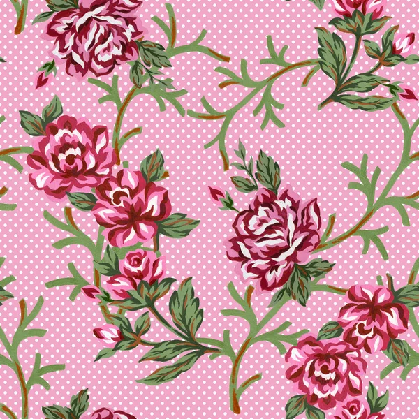 Watercolor gouache vintage floral sweet flower and leaves polka dots set wallpaper for greeting card bridal party or fabric textile backdrop hand paint