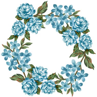 Eski püskü, modası geçmiş gül gouache illüstrasyon buketi botanik selamlama daveti