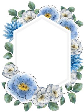 Çizgi sanatı, çiçek açan botanik noktalar, gül, kasımpatı, kamelya açan dijital klişe suluboya akvaryum romantik lüks şablon soyut modern şablon