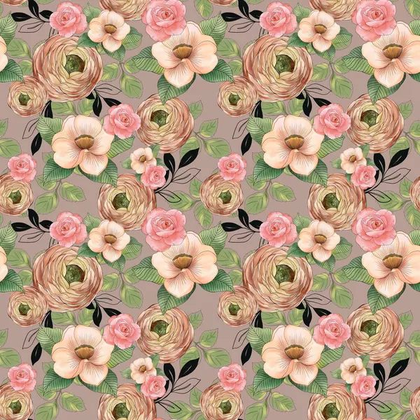 Цветочный Цветок Ботаническая Пуансеттия Роза Хризантема Камелия Цветущий Цифровой Клипарт Стоковая Картинка