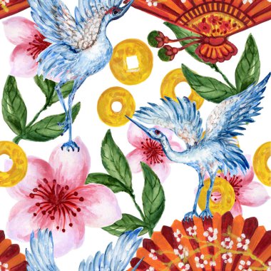 Çince ve Japonca kimono yukata arka planından esinlenerek elle çizilmiş pürüzsüz arka plan şablonu.