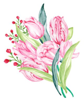 suluboya Bahar ve Yaz zamanı beyaz arka planda zarif bir çiçek resmi