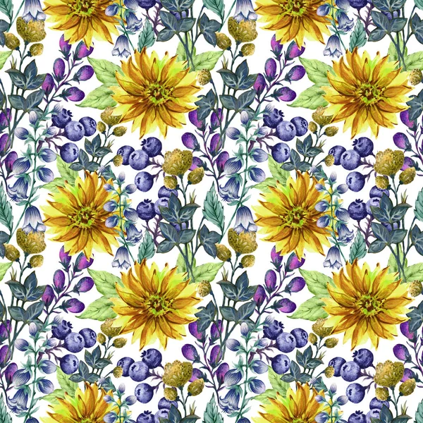 Çiçeksel botanik kusursuz tekrarlama kalıbı. Bahçe yeşilliği ve yapraklar kumaş baskısı, duvar kağıdı, iç mimari için