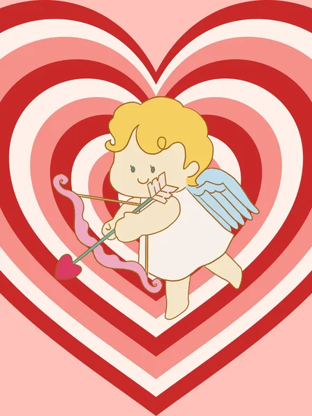 Set Retro Doodle Character Cute Cupid Eros Angel Heart Abstract — Stock Photo, Image