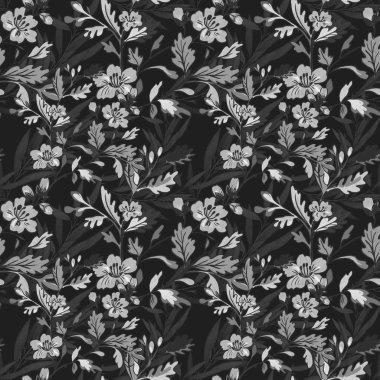 Chinoiserie 'den esinlendim. Klasik çiçek illüstrasyonu. Siyah ve beyaz doğu Asya botanik arka planı