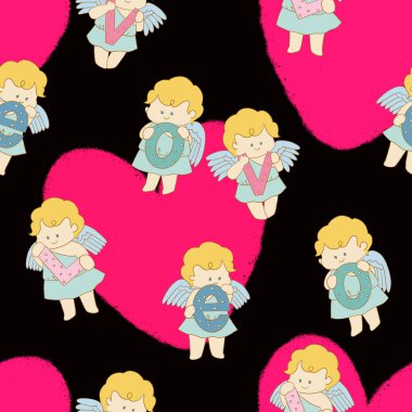 Sevgililer günü karalaması. Sevgililer günü için kusursuz, kusursuz çizgi film karakteri. Sevgililer günü, iç tasarım, parmak izi. 