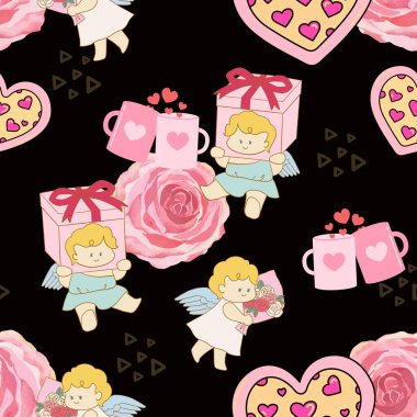 Sevgililer günü karalaması. Sevgililer günü için kusursuz, kusursuz çizgi film karakteri. Sevgililer günü, iç tasarım, parmak izi. 