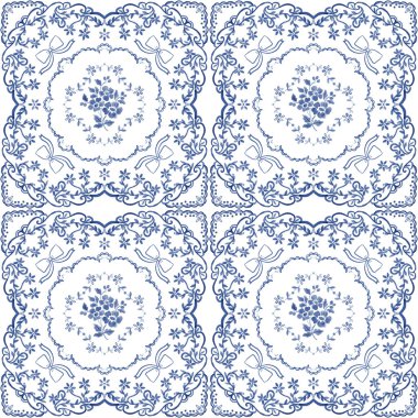 Sicilya Majolica Vintage Mavi Akdeniz fayans deseni Azulejo fayans deseni, Portekiz İspanyol geleneksel İtalyan el boyası