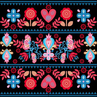 Polonyalı, paskalya bayramından esinlenilmiş çiçek ve kalplerle kusursuz nakış deseni.