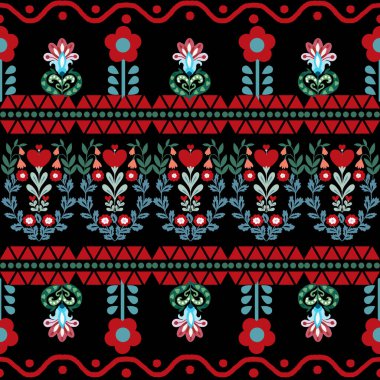 Polonyalı, paskalya bayramından esinlenilmiş çiçek ve kalplerle kusursuz nakış deseni.