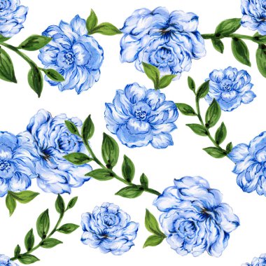 Suluboya retro çiçeği pürüzsüz arka plan naure bitkileri