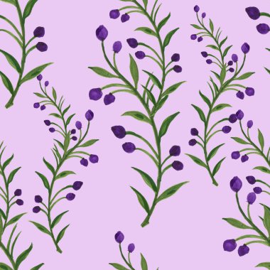 Kusursuz desenli buket gül mavi mor çiçekler ve suluboya gouache eller Romantik çiçekleri çizer