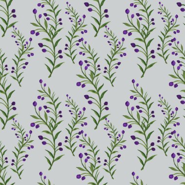 Kusursuz desenli buket gül mavi mor çiçekler ve suluboya gouache eller Romantik çiçekleri çizer