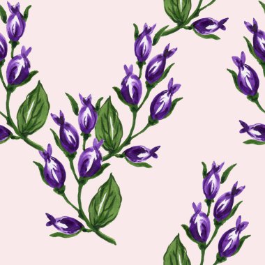 Kusursuz desenli buket gül mavi mor çiçekler ve suluboya gouache eller Romantik çiçekleri çizer