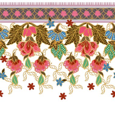 Kusursuz desenli geleneksel kabile etiği sari sari batik çiçekli thailand Endonezya baskı, moda, halı, davetiye