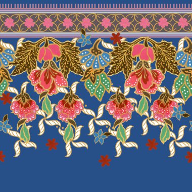 Kusursuz desenli geleneksel kabile etiği sari sari batik çiçekli thailand Endonezya baskı, moda, halı, davetiye