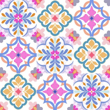 Tile traditional motif  pattern seamless background for ceramic, textile, paper, decorative wallpaper, Portugal ornament, pottery ,folk print, interior room clipart