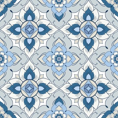 Görüntü Kraliyet çivit mavisi Porselen Tayland çiçeği. Kusursuz desenler için geleneksel süsleme tarzı. 