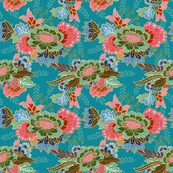 Klasik dikişsiz altın desenli egzotik çiçek desenli suluboya el resmi. 