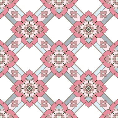 Geleneksel Tayland tarzı dekoratif. Thai hattı kusursuz desenli kabile halk motifleri sanat tasarımı..