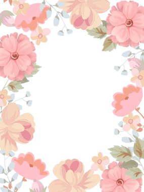 Soyut çiçek açma tasarımı. Çiçeklerin güzel şablonu, suluboya tarzında çiçek ve bitkilerin olduğu renkli, küçük çiçekleri selamlıyor..