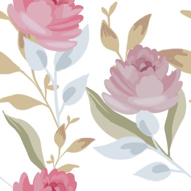 Çiçek açan güzel çiçekli, çiçekli, klasik şablon beyaz desenli moda baskıları için kusursuz desen. 