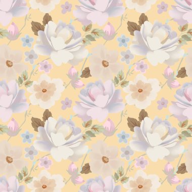 Güzel çiçek açan Ditsy çiçek bahçesi eski model şablon moda baskıları için kusursuz desen tasarımı 