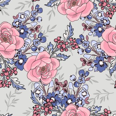 El çizimi botanik çiçeği tasviri. Dekor, paskalya, çıkartma, tırnak izi ve parmak izi için kusursuz desen..