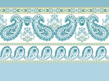 Yerli Kızılderili üreticisinde yatay boho folkloru, desenli papatya çiçeği, Hindistan sınırı, Aztek, etnik, kusursuz desen.