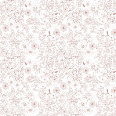 Beyaz çiçeksiz desenli yaz taslağı. Parmak izi, ambalaj kağıdı, tekstil, kumaş, örtü için el çizimi arkaplan