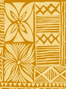 Hawaii kabilesinin egzotik kumaşı ve Polinezya tapa kumaşı soyut duvar kağıdı.