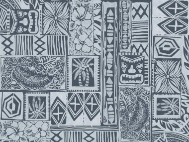 Hawaii kabilesinin egzotik kumaşı ve Polinezya tapa kumaşı soyut duvar kağıdı.