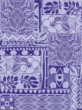 Hawaii kabilesinin egzotik kumaşı ve Polinezya tapa kumaşı soyut duvar kağıdı.
