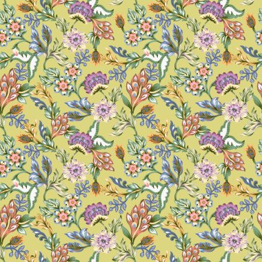 Güzel kumaş desenli kumaş desenli şal desenli suluboya desenli botanik desensiz çingenelerin doğulu motifleri.