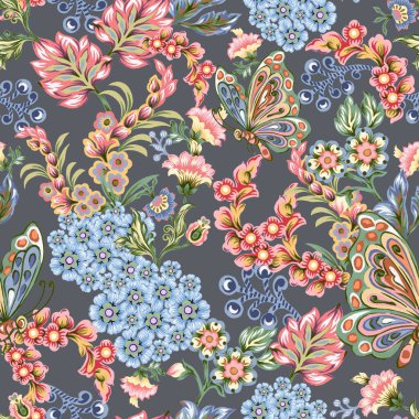 Güzel kumaş desenli kumaş desenli şal desenli suluboya desenli botanik desensiz çingenelerin doğulu motifleri.