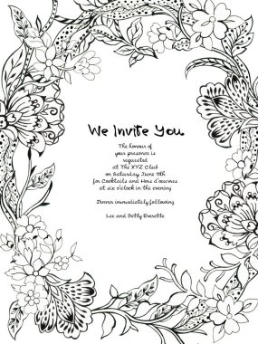 Henna tattoo paislet flower template invitation card Mehndi asia style outline illustration hand drawn on white background clipart