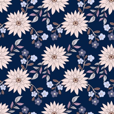 Zarif çiçek desenli, narin çiçekler ve yapraklar. Arka planlar, tekstil, duvar kağıtları ve daha fazlası için mükemmel. Klasik, romantik tarz.