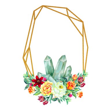 Çiçek kristalleri suluboya botanik çizim oranları