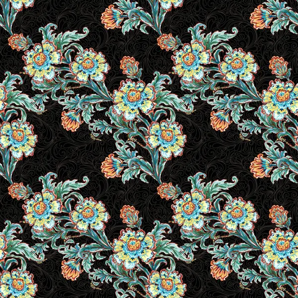 Damask yakutsuz desenli çiçekler suluboya vintage goblen motifleri kumaş ve dekorasyon için mükemmel.