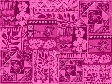 Aloha Hawai yağmur ormanı plajı tropikal Polinezya dijital klibi deseni, tiki, aztek tekstil baskısı, geometrik arkaplan kumaş ve parti kağıdı basmak için mükemmel..