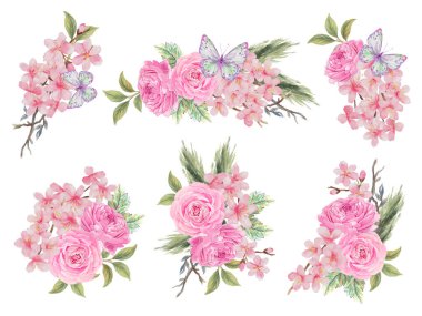 Çince Korece ve Japonca kimono chinoseries tarzında suluboya resimlerden esinlenilmiş kusursuz arkaplan deseni.