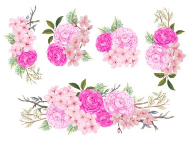 Çince Korece ve Japonca kimono chinoseries tarzında suluboya resimlerden esinlenilmiş kusursuz arkaplan deseni.