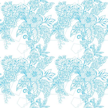 Pastel hatları pürüzsüz desen Floral halk arkaplan çiçekleri beyaz arka planda duvar kağıdı bitkileri dekoratif çiçek desenleri çizmiş. Ev dekorasyonu, kumaş, halı, ambalaj, kart çizimi için tasarım