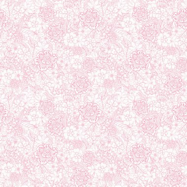 Pastel hatları pürüzsüz desen Floral halk arkaplan çiçekleri beyaz arka planda duvar kağıdı bitkileri dekoratif çiçek desenleri çizmiş. Ev dekorasyonu, kumaş, halı, ambalaj, kart çizimi için tasarım