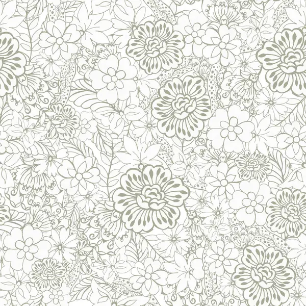 Pastel hatları pürüzsüz desen Floral halk arkaplan çiçekleri beyaz arka planda duvar kağıdı bitkileri dekoratif çiçek desenleri çizmiş. Ev dekorasyonu, kumaş, halı, ambalaj, kart çizimi için tasarım