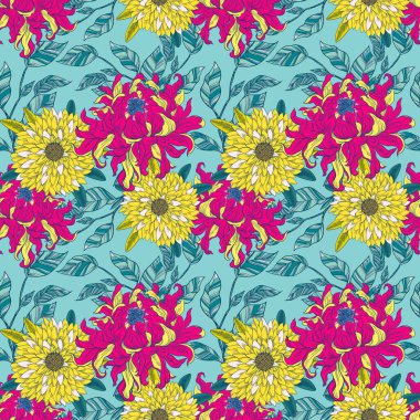 El çizimi rengarenk çiçekler. Dijital Clipart Eatern Asya tarzı kumaş, tekstil, giysi, ambalaj kağıdı, kapak, afiş, ev dekorasyonu, soyut arkaplan