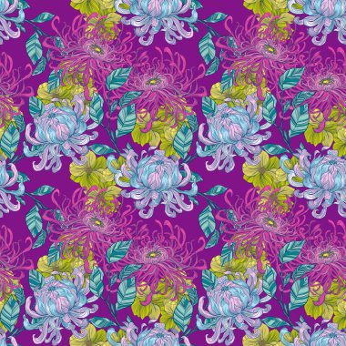 El çizimi rengarenk çiçekler. Dijital Clipart Eatern Asya tarzı kumaş, tekstil, giysi, ambalaj kağıdı, kapak, afiş, ev dekorasyonu, soyut arkaplan